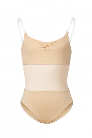 Bielizny Dziecięce Bloch Sunna Mesh Panel Body Liner Sand | PLJVR49172