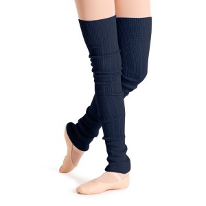 Dzianina Damskie Bloch Long Żebrowany Legwarmers Granatowe | PPLER28961