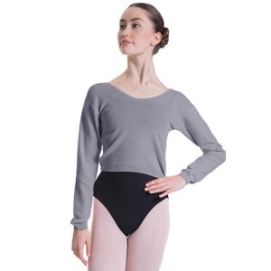 Najfatalniejszy Damskie Bloch Overt Cropped Long Sleeve Swetry Głęboka Szare | PLDFL14254