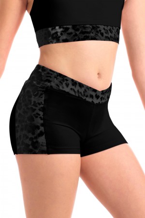 Spodnie Dziecięce Bloch Mila Animal Printed Mesh Krótkie Czarne | YPLVQ79653