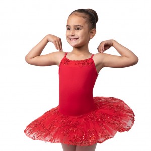 Trykoty Dziecięce Bloch Perlaida' Sequin Overlay Tutu Czerwone | LPLTR39818