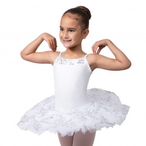 Trykoty Dziecięce Bloch Perlaida' Sequin Overlay Tutu Białe | XPLBH73943