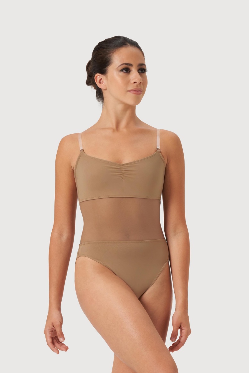 Bielizny Damskie Bloch Cordelia Mesh Panel Tan | ZPLNQ43601