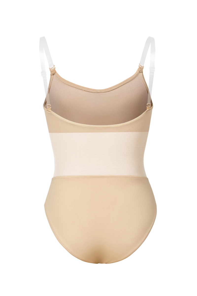 Bielizny Dziecięce Bloch Sunna Mesh Panel Body Liner Sand | PLJVR49172