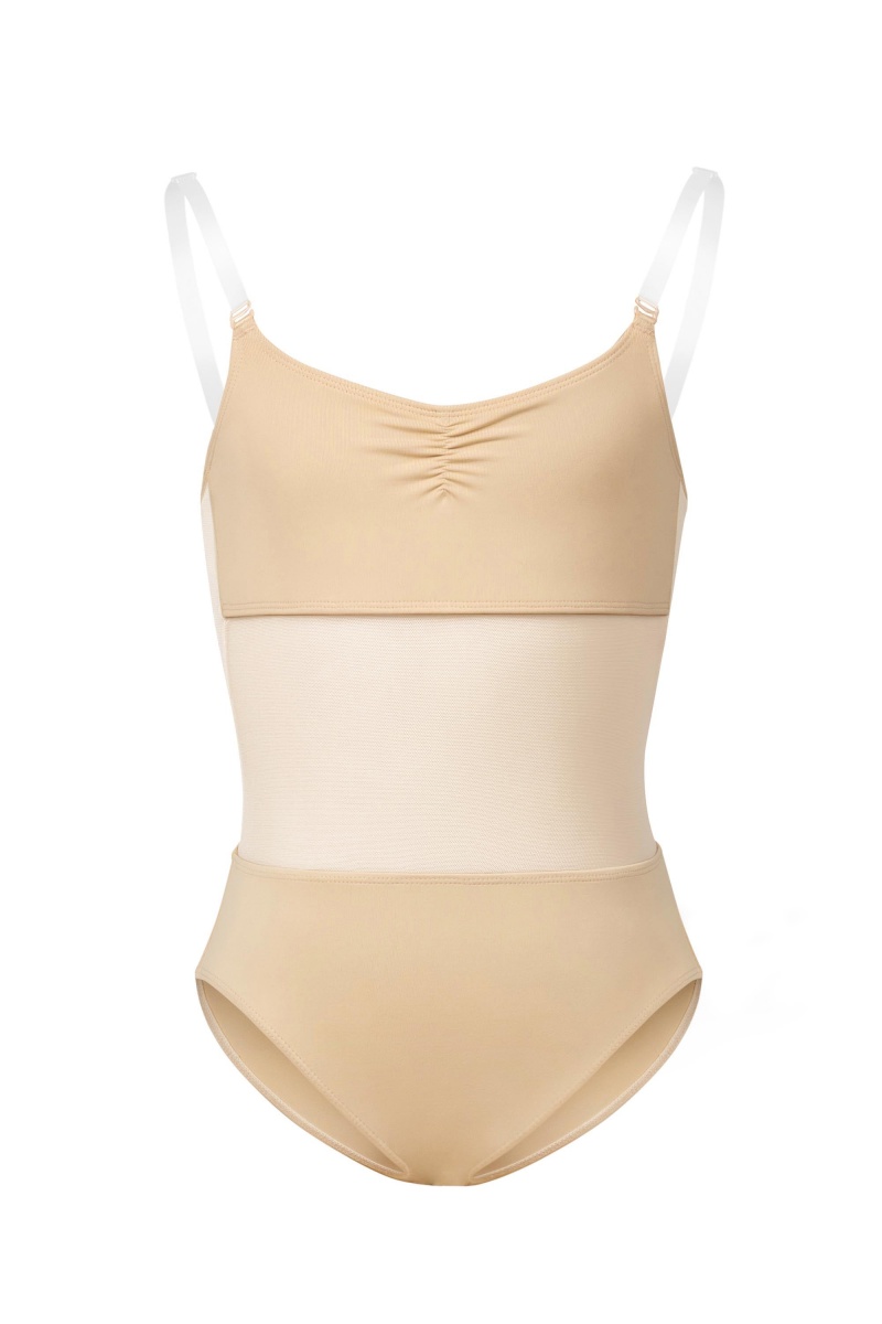 Bielizny Dziecięce Bloch Sunna Mesh Panel Body Liner Sand | PLJVR49172