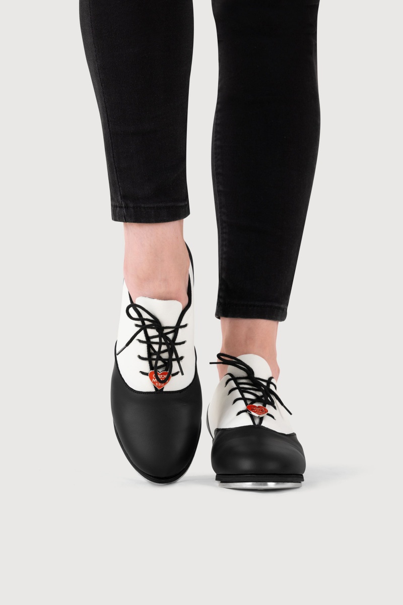 Buty do stepowania i sceny Damskie Bloch Chloé & Maud Koronkowe Up Black/White | PLZPD73314