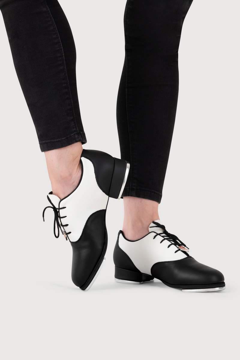 Buty do stepowania i sceny Damskie Bloch Chloé & Maud Koronkowe Up Black/White | PLZPD73314