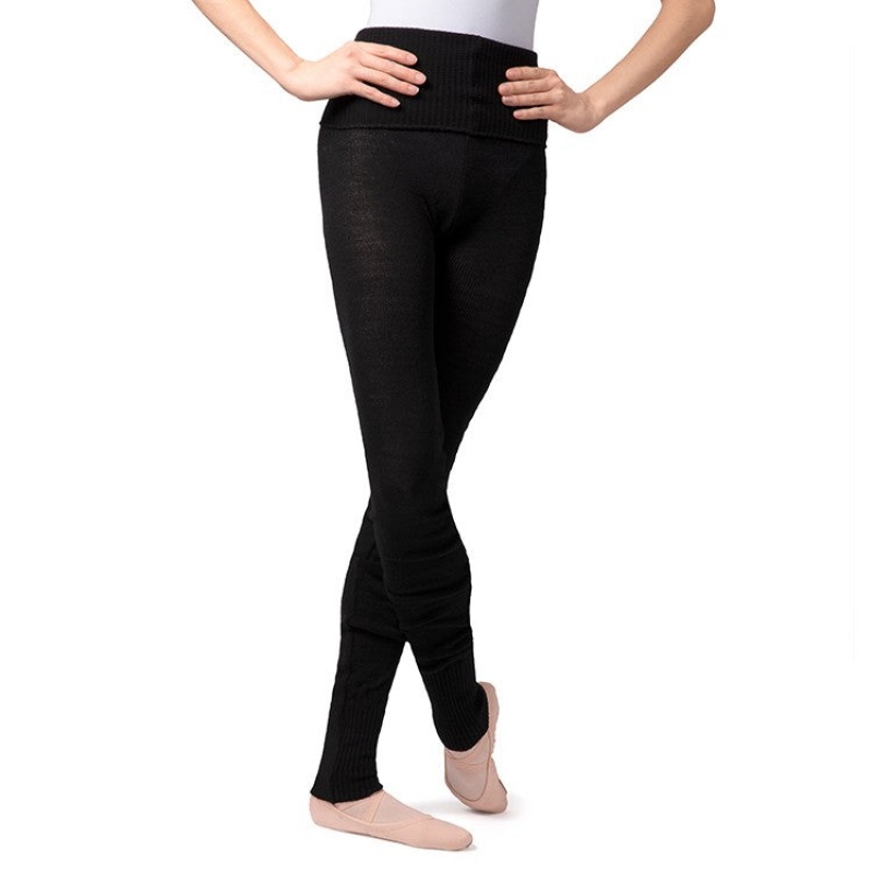 Dzianina Damskie Bloch Full Length Roll Stanem Womens Warmup Pant Czarne | PLZDE85566