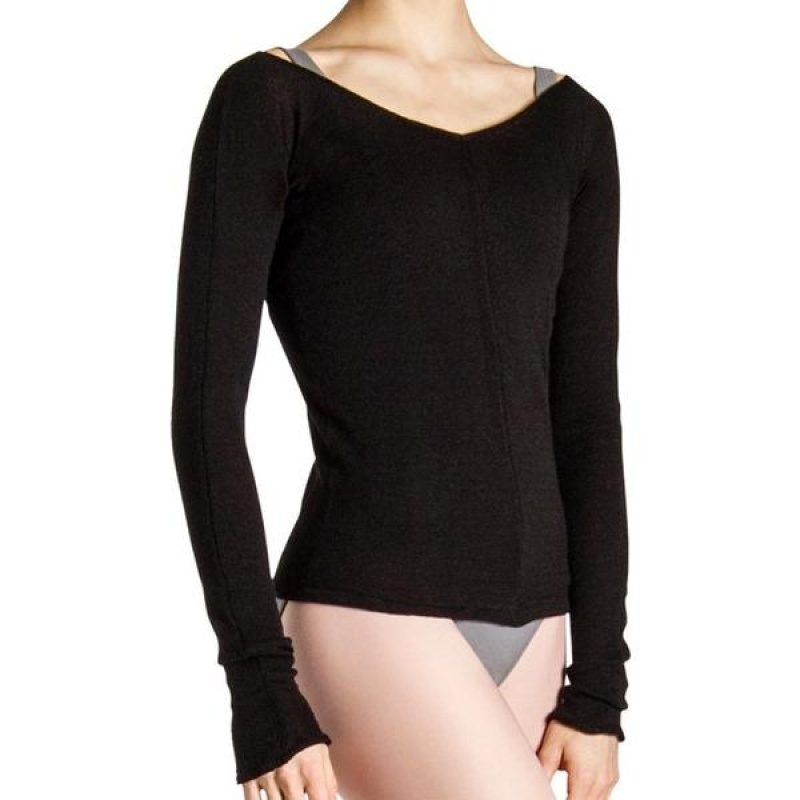 Dzianina Damskie Bloch Kara Long Sleeve Czarne | FPLHY26574