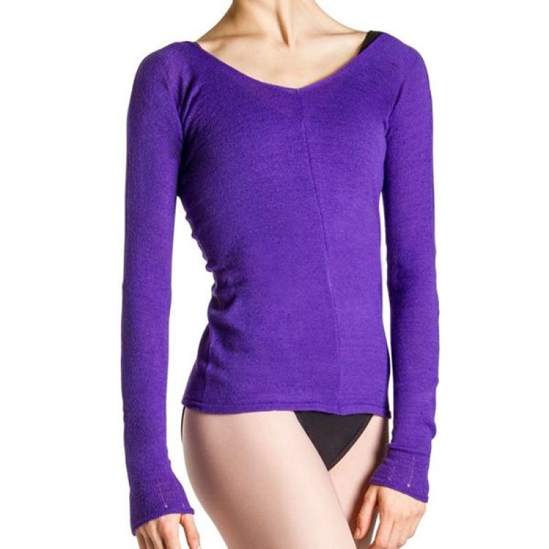 Dzianina Damskie Bloch Kara Long Sleeve Fioletowe | TPLWZ45062