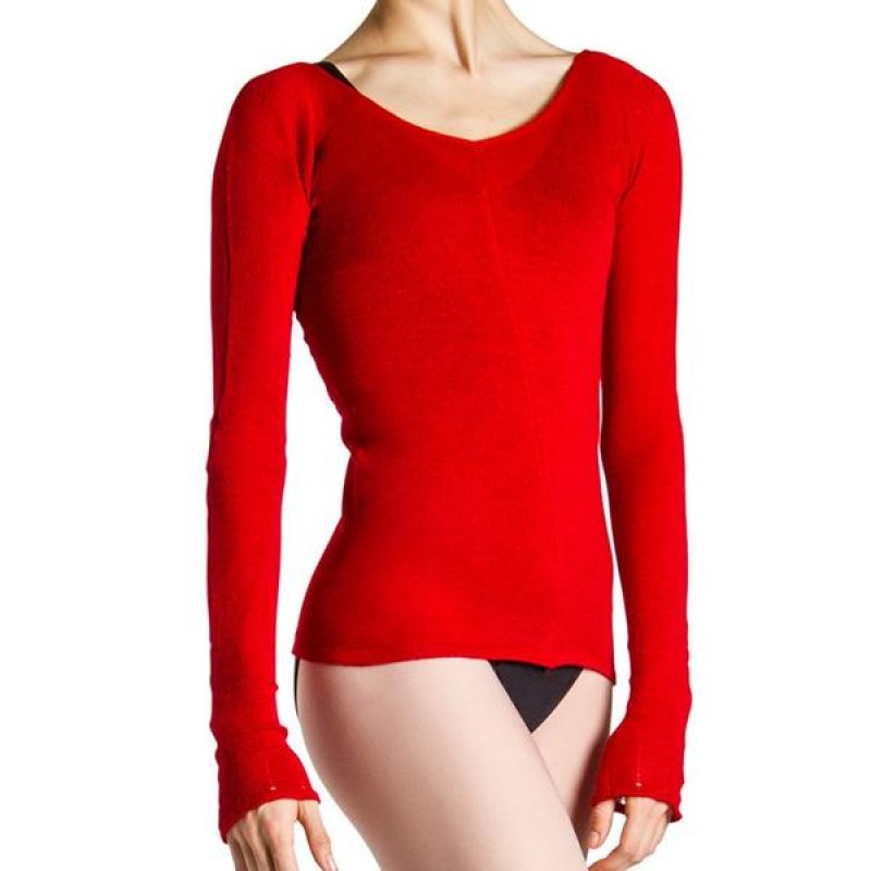 Dzianina Damskie Bloch Kara Long Sleeve Czerwone | LPLTR24582