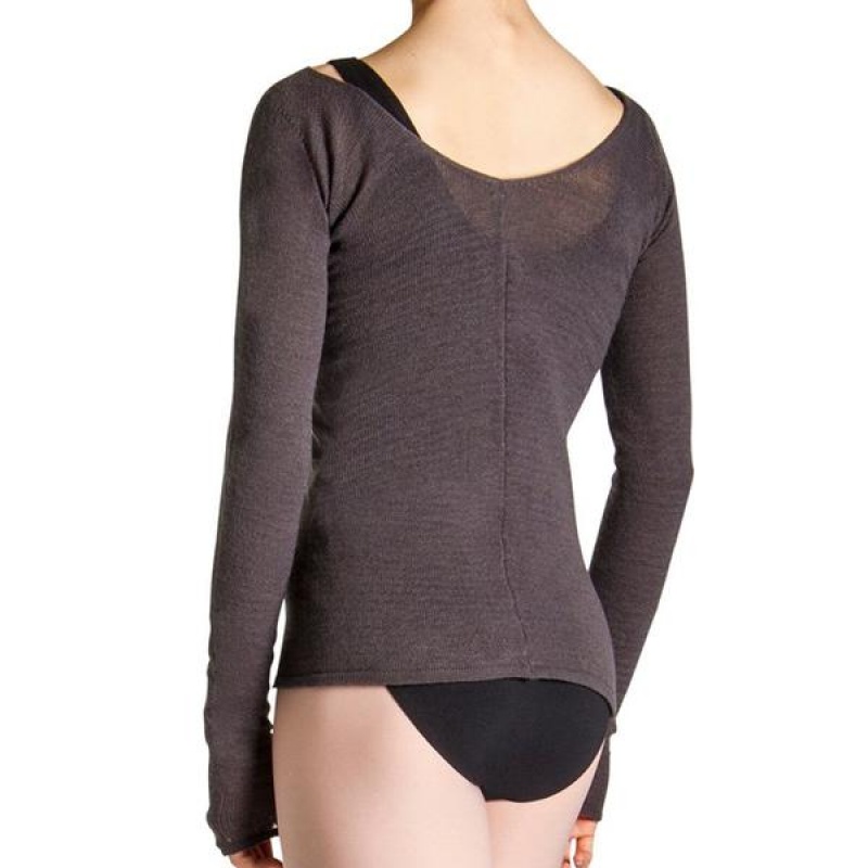 Dzianina Damskie Bloch Kara Long Sleeve Charcoal | QPLWA22266