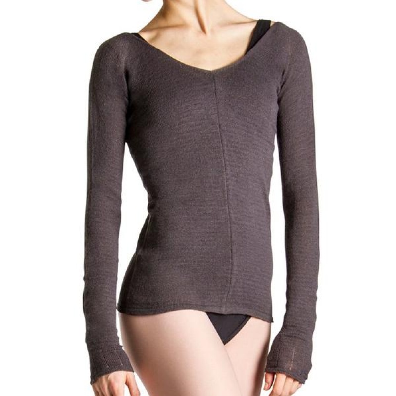 Dzianina Damskie Bloch Kara Long Sleeve Charcoal | QPLWA22266