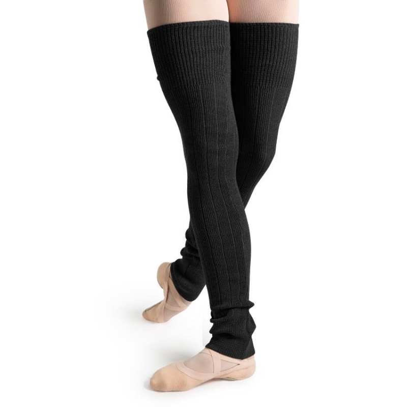 Dzianina Damskie Bloch Long Żebrowany Legwarmers Czarne | ZPLMJ27207