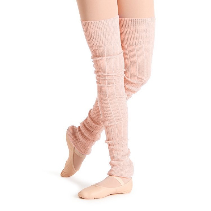 Dzianina Damskie Bloch Long Żebrowany Legwarmers Różowe | LPLTR59009