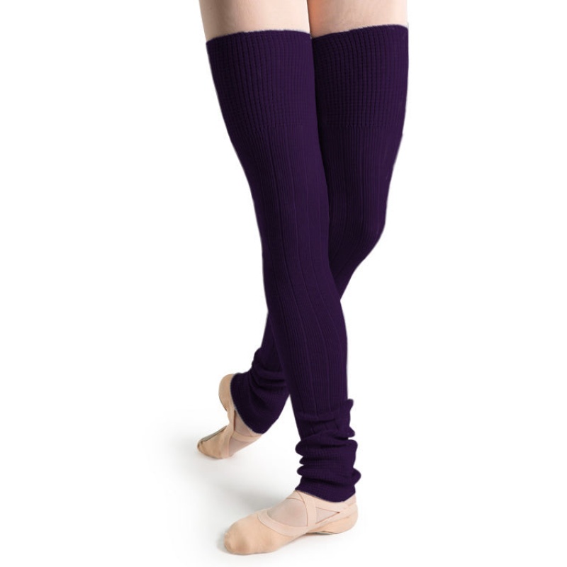 Dzianina Damskie Bloch Long Żebrowany Legwarmers Fioletowe | DPLKV49544