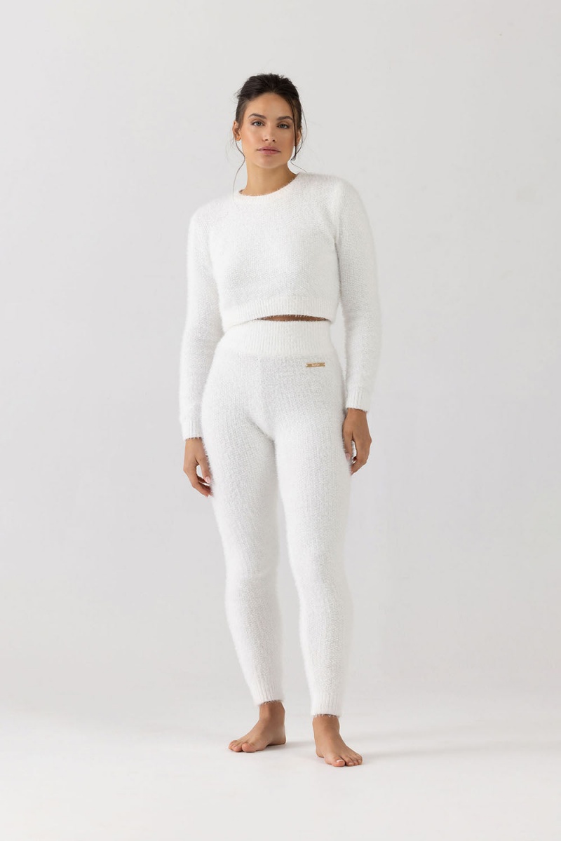 Dzianina Damskie Bloch Popcorn Stitch Tight Ivory | PLCIF25981