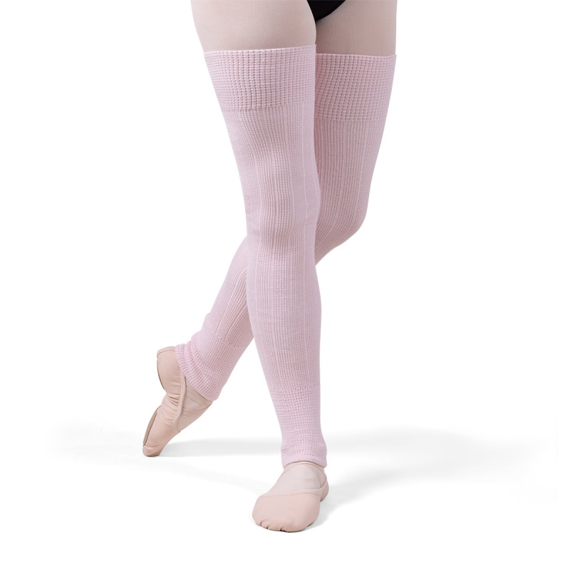 Dzianina Damskie Bloch X Knit Long Żebrowany Legwarmers Baby Pink/White | APLWC43918