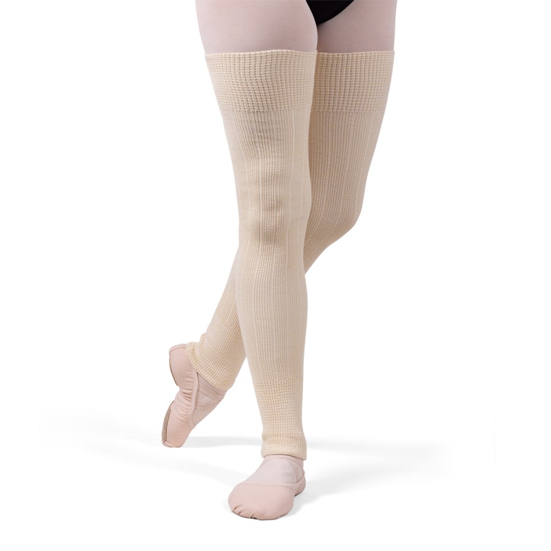 Dzianina Damskie Bloch X Knit Long Żebrowany Legwarmers Butter/White | PLJBT52854