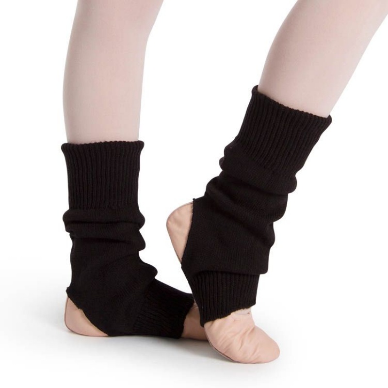 Dzianina Dziecięce Bloch Stirrup Legwarmers Czarne | XPLGW85498