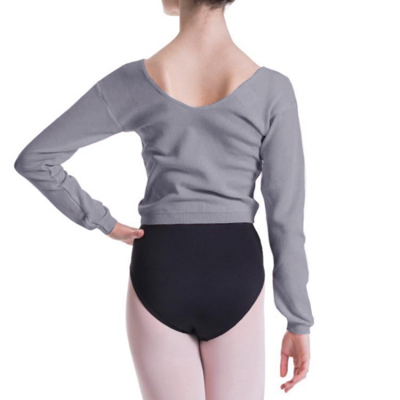 Najfatalniejszy Damskie Bloch Overt Cropped Long Sleeve Swetry Głęboka Szare | PLDFL14254