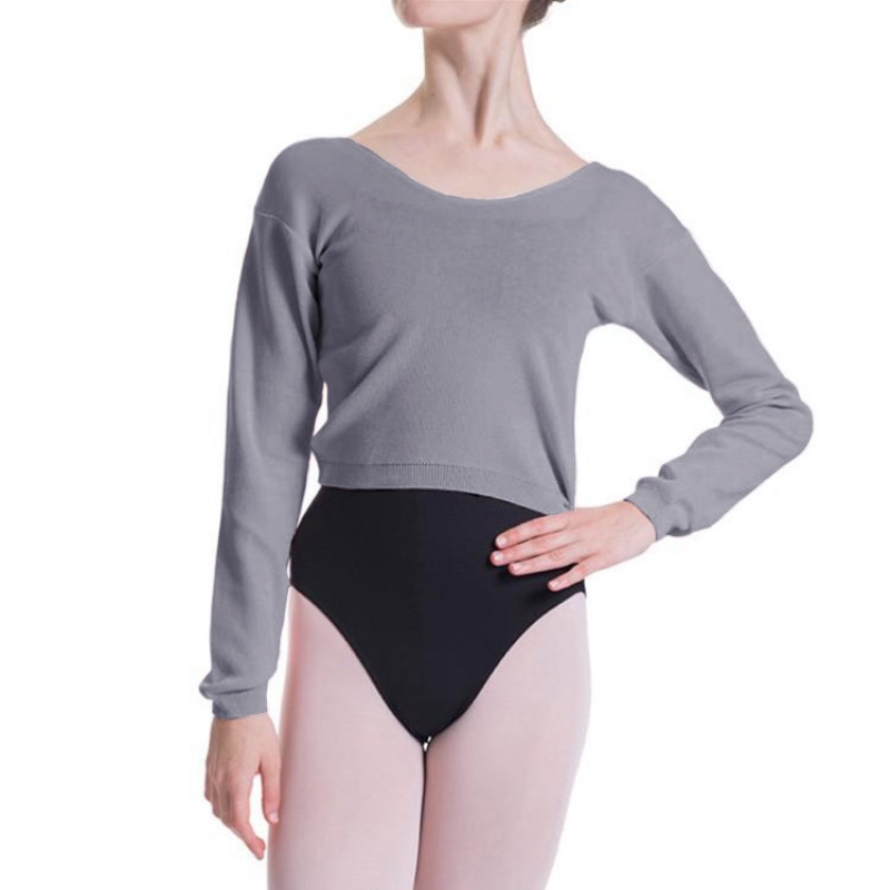 Najfatalniejszy Damskie Bloch Overt Cropped Long Sleeve Swetry Głęboka Szare | PLDFL14254