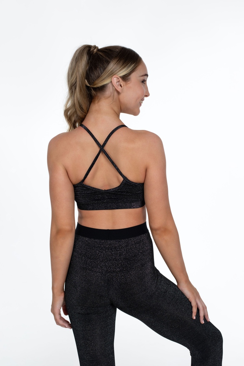 Najfatalniejszy Dziecięce Bloch Flo Active Hayley Front Lurex Crop Czarne | PLXMI89995