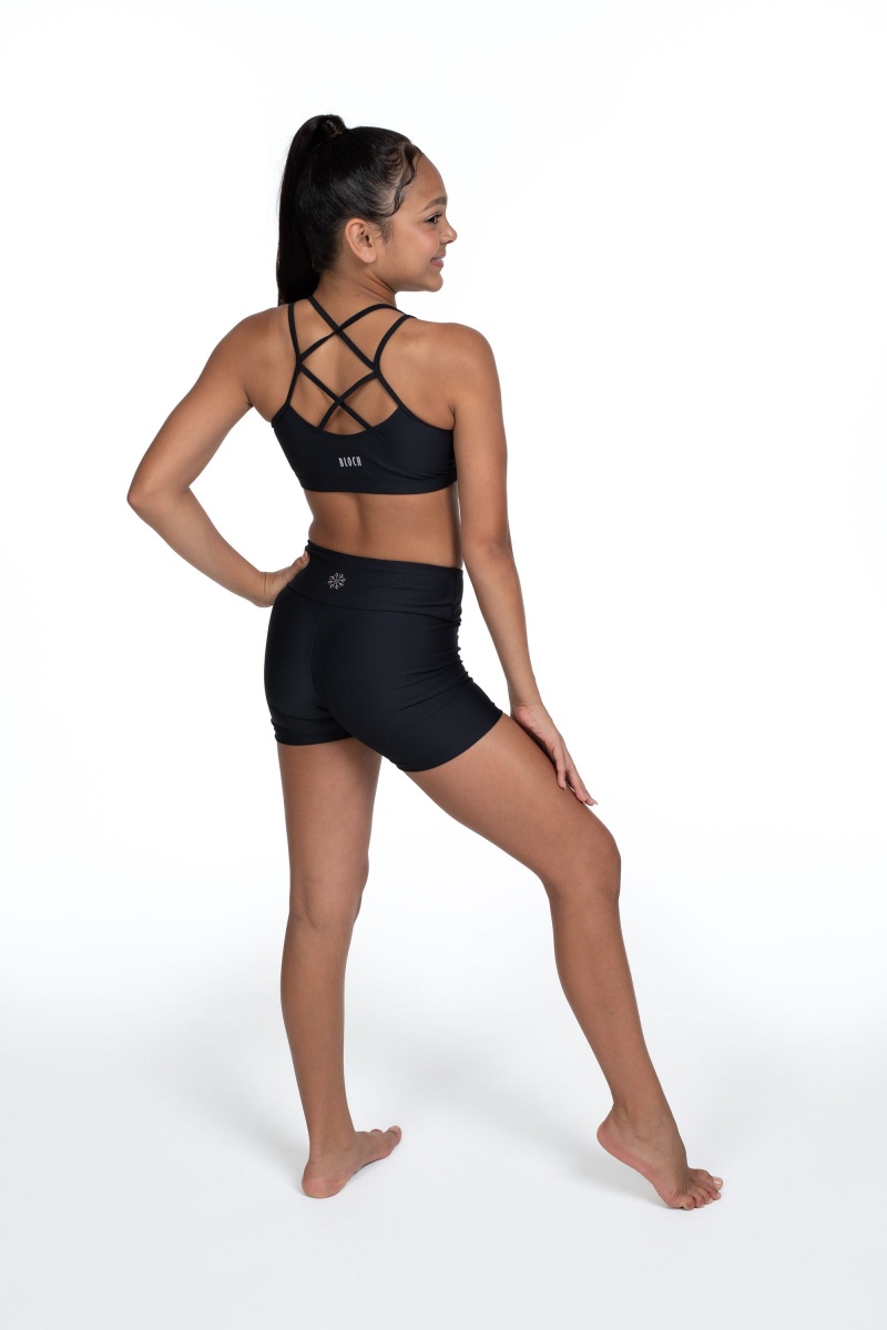 Najfatalniejszy Dziecięce Bloch Flo Active Remi Criss Cross Back Bra Czarne | PLCIF54316