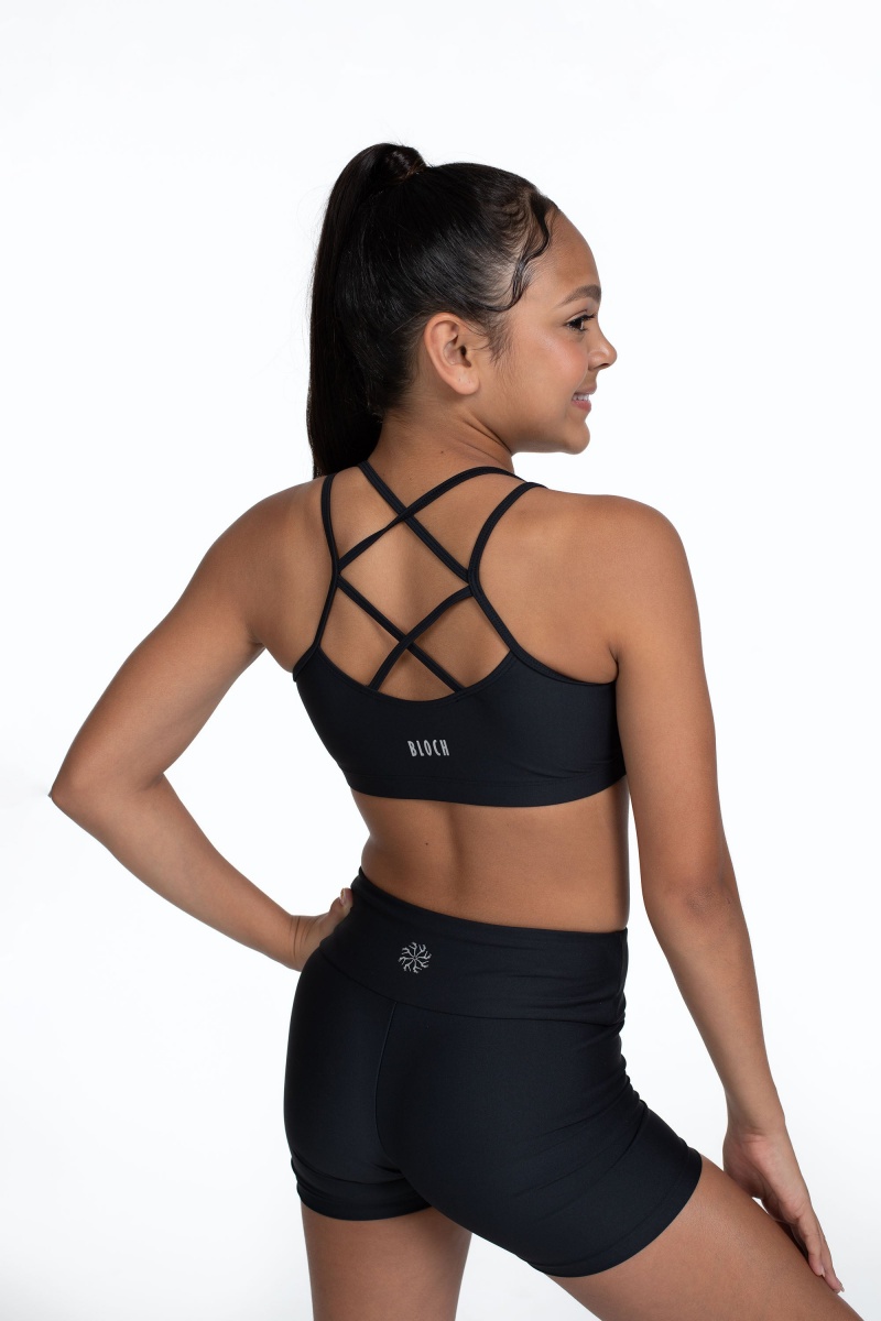 Najfatalniejszy Dziecięce Bloch Flo Active Remi Criss Cross Back Bra Czarne | PLCIF54316