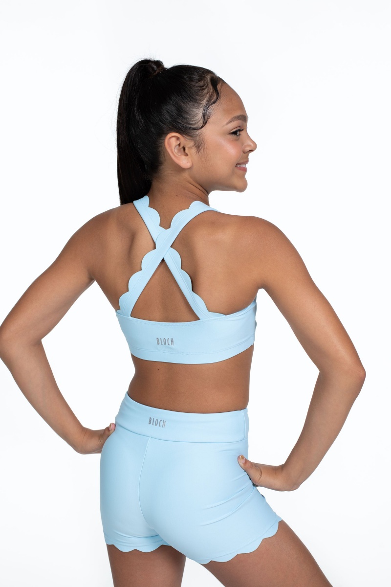 Najfatalniejszy Dziecięce Bloch Flo Active Megan Scalloped Edge Bra Sky | FPLHY62365