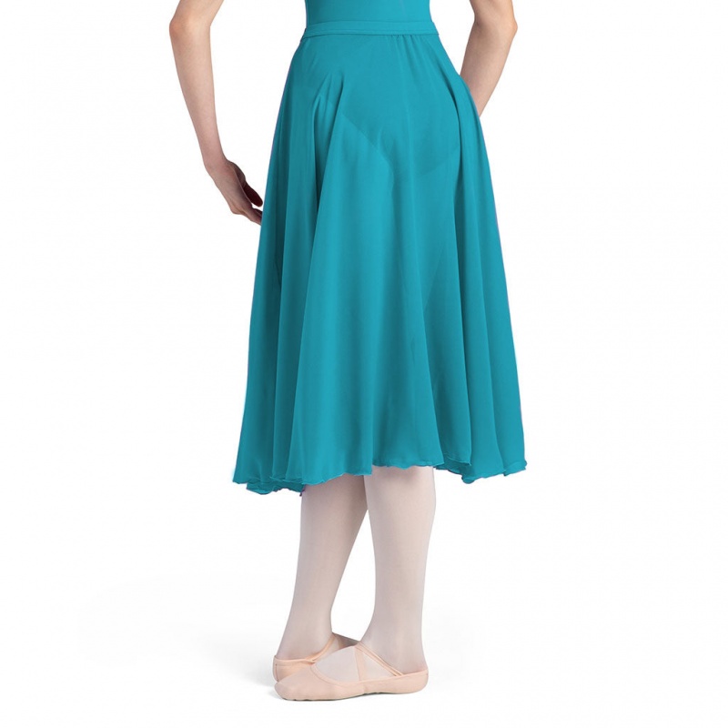 Spódnice Damskie Bloch Cambria Full Circle Chiffon Teal | PLDFL10342