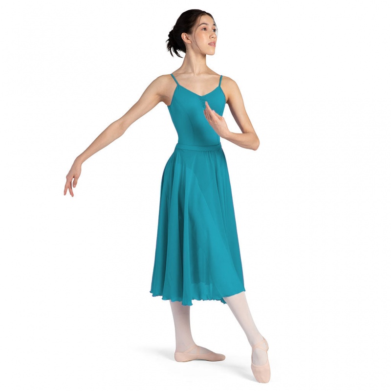 Spódnice Damskie Bloch Cambria Full Circle Chiffon Teal | PLDFL10342