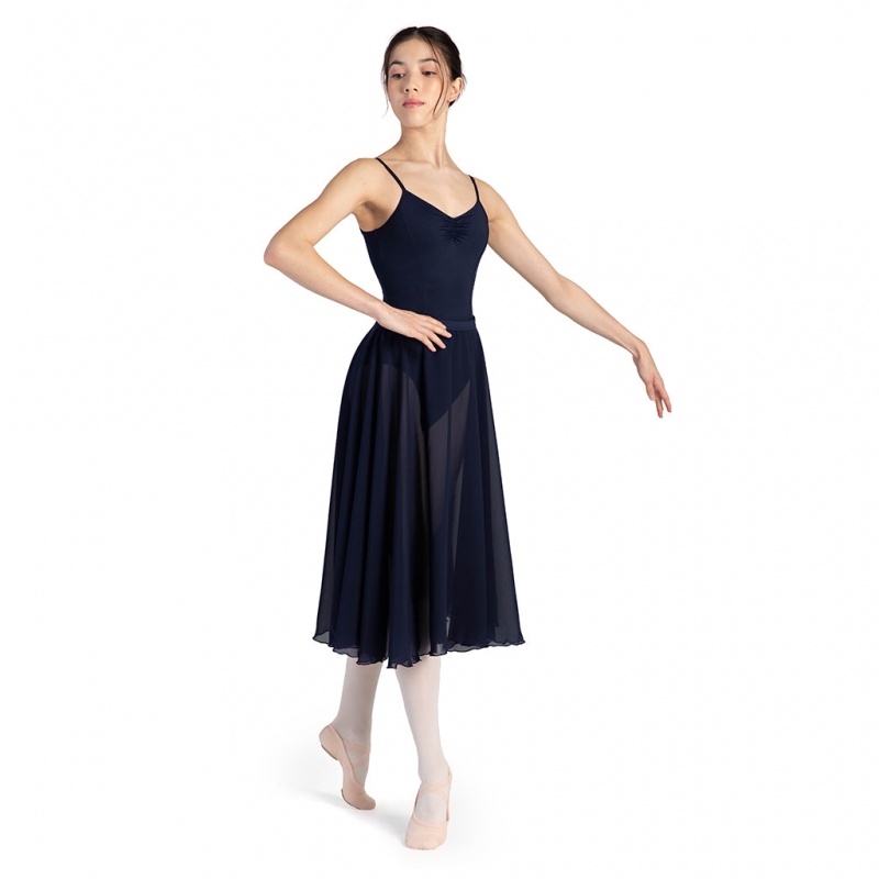 Spódnice Damskie Bloch Cambria Full Circle Chiffon Granatowe | PLNEJ61805