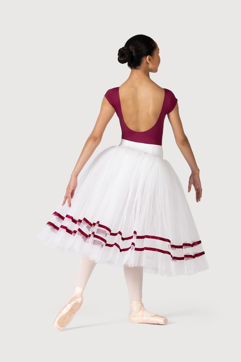 Spódnice Damskie Bloch Giselle Ribbon Romantic ½ Tutu White/Burgundy | FPLUI44370