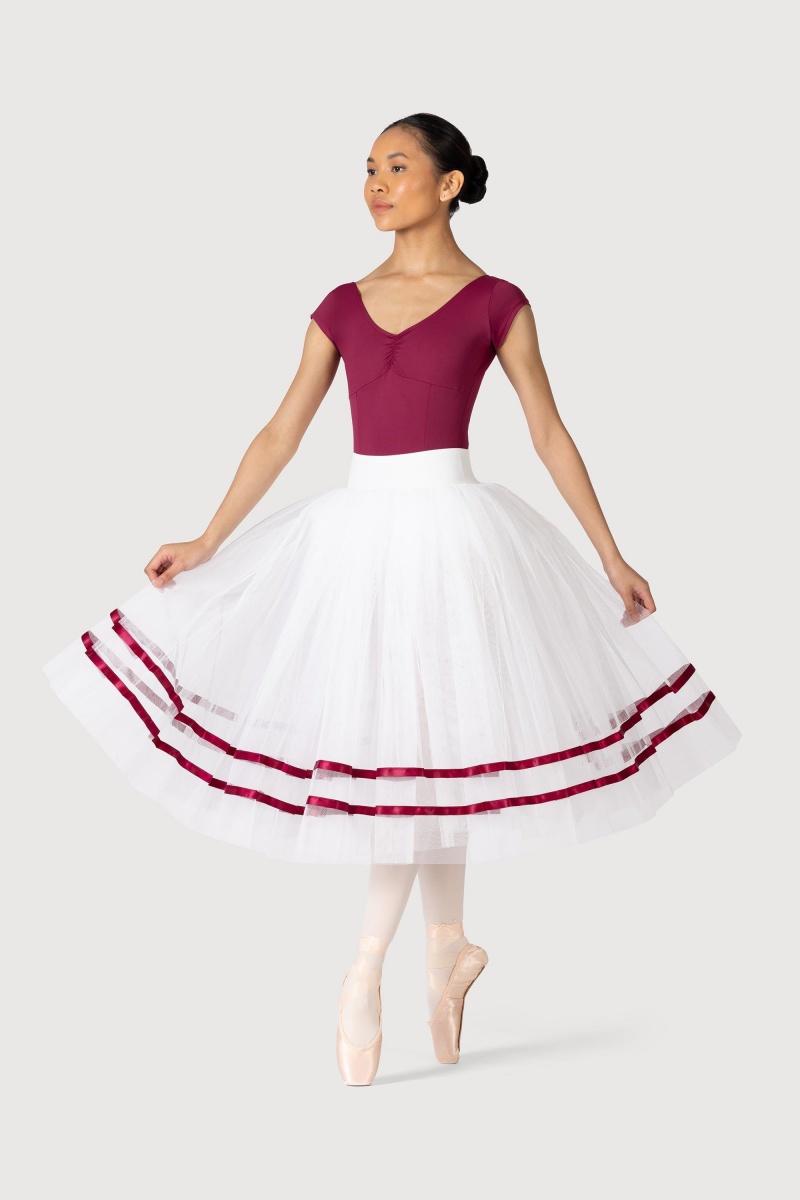 Spódnice Damskie Bloch Giselle Ribbon Romantic ½ Tutu White/Burgundy | FPLUI44370