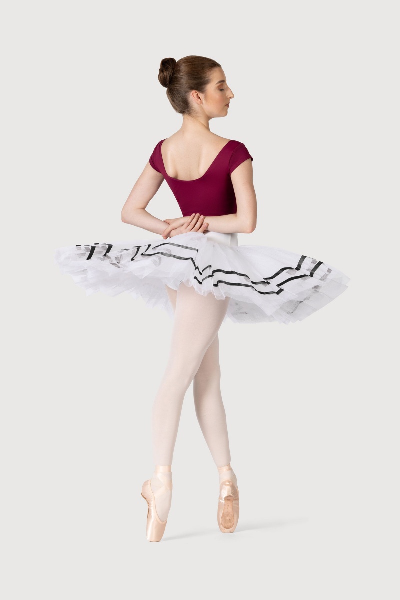 Spódnice Damskie Bloch Nadia Ribbon ½ Tutu White/Black | PLEGJ16613