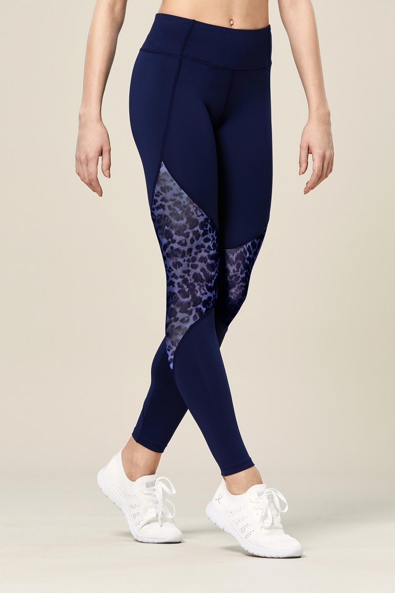 Spodnie Damskie Bloch Ezra Animal Printed Mesh Panelled Full Length Tight Parisian | GPLEC29647