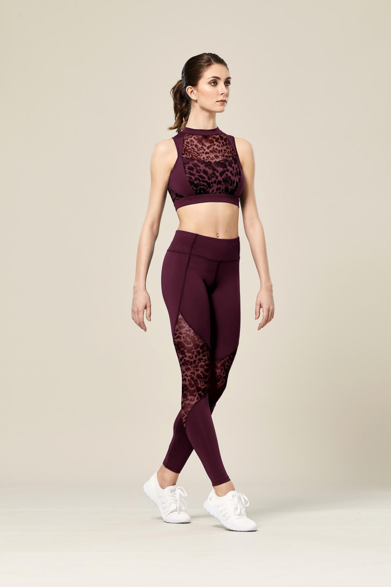 Spodnie Damskie Bloch Ezra Animal Printed Mesh Panelled Full Length Tight Lavish | PLCVG69514