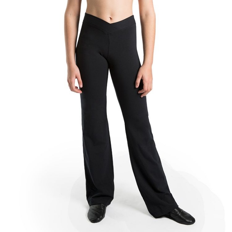 Spodnie Dziecięce Bloch Front Full Length Jazz Pants Czarne | YPLVQ38705