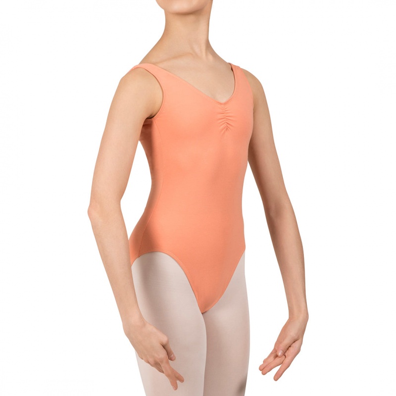 Trykoty Dziecięce Bloch Gathered Front With Low Back Guava | PLXBR15641