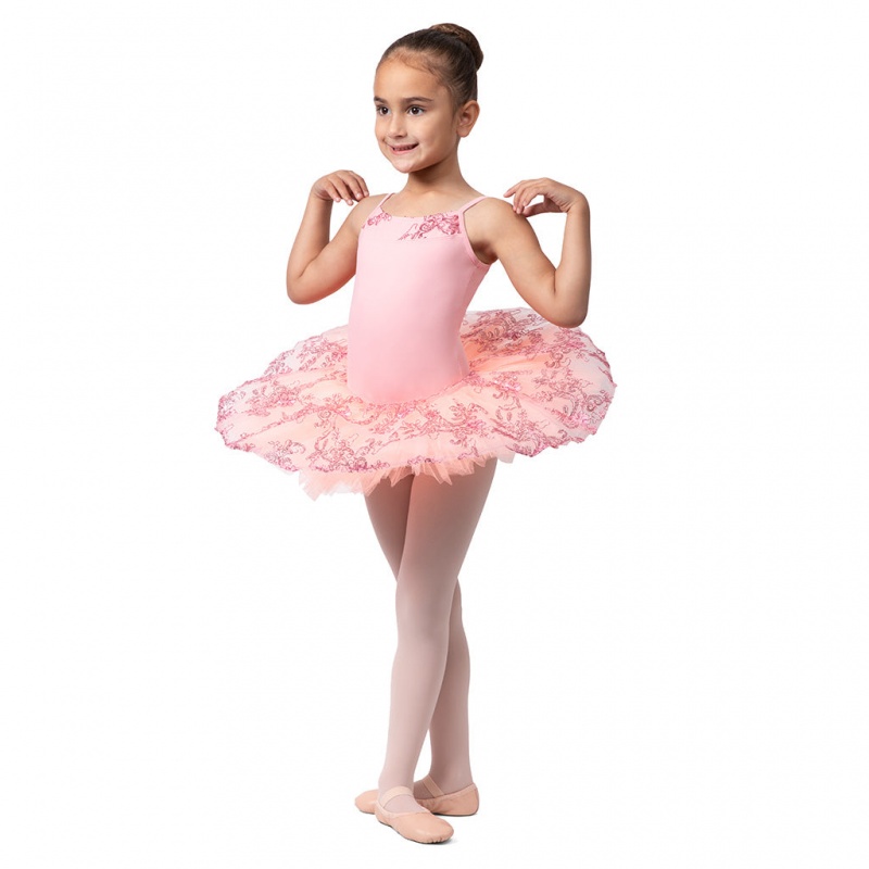 Trykoty Dziecięce Bloch Perlaida' Sequin Overlay Tutu Różowe | PLJVR15509