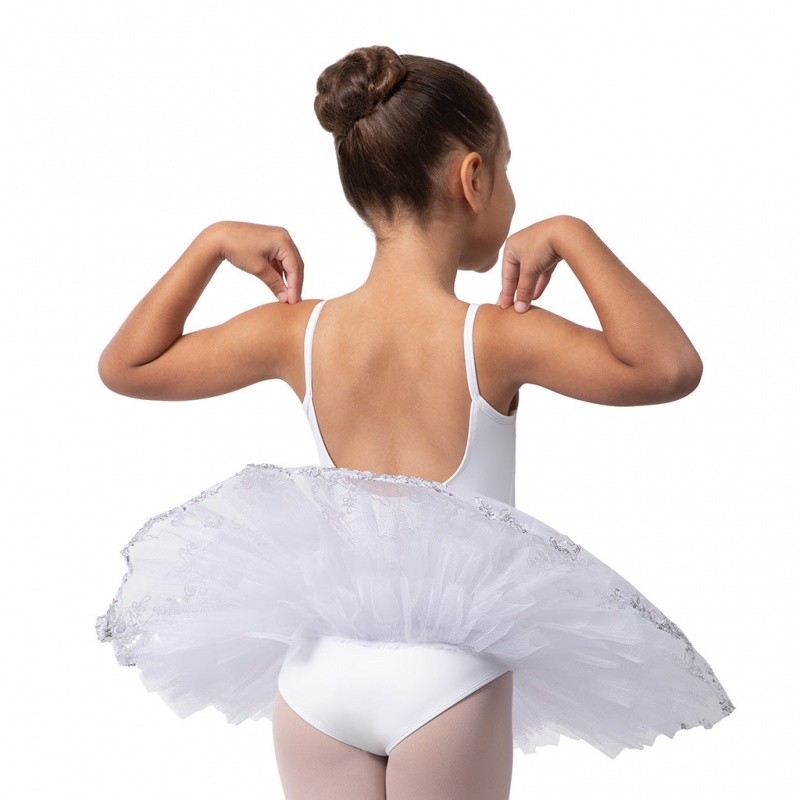 Trykoty Dziecięce Bloch Perlaida' Sequin Overlay Tutu Białe | XPLBH73943