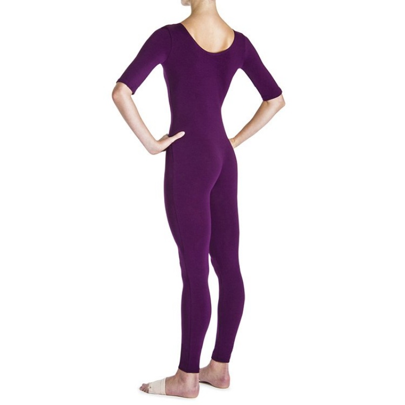 Unitardy Damskie Bloch Euna ¾ Sleeve Plum | TPLWZ21822