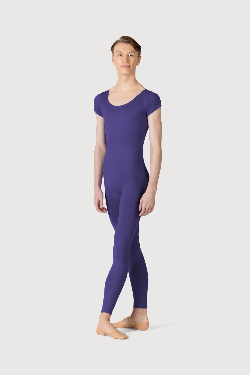 Unitardy Męskie Bloch Microlux™ Scoop Neck Cap Sleeve Jasny Fioletowe | PLEAH75081