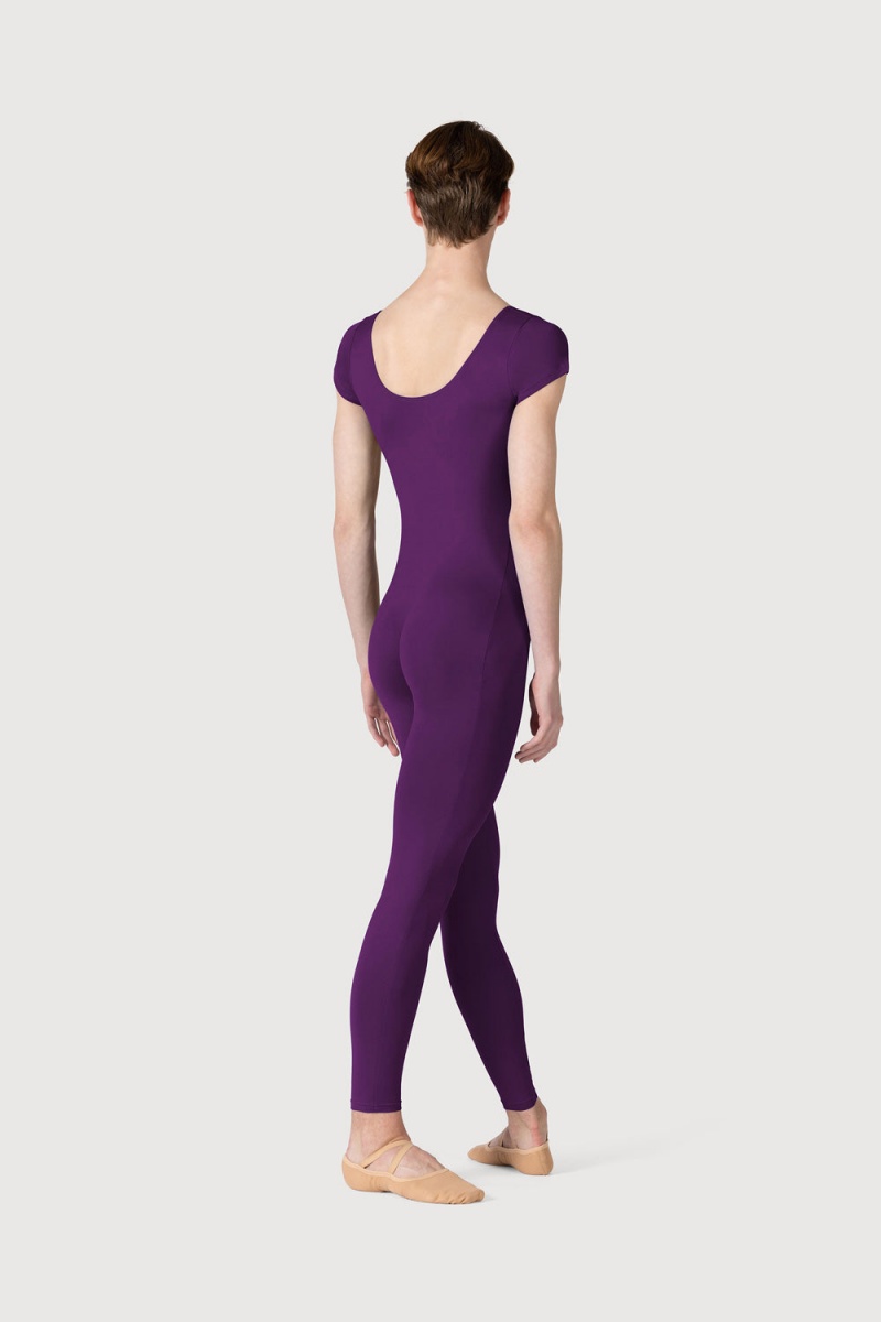 Unitardy Męskie Bloch Microlux™ Scoop Neck Cap Sleeve Plum | PLDFL11977