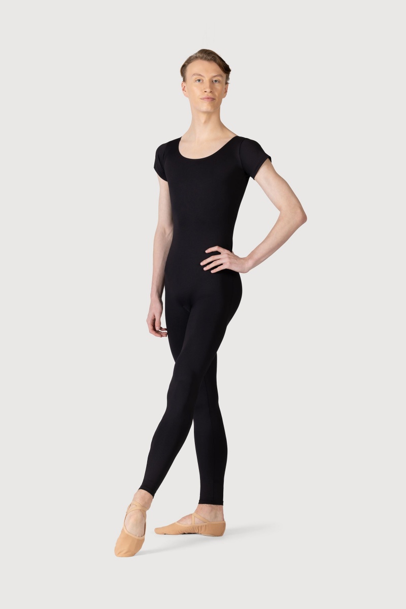 Unitardy Męskie Bloch Microlux™ Scoop Neck Cap Sleeve Czarne | PLICD96748